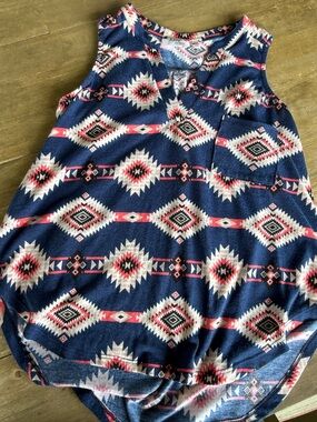 Women’s Navy Aztec Tank Top Size L